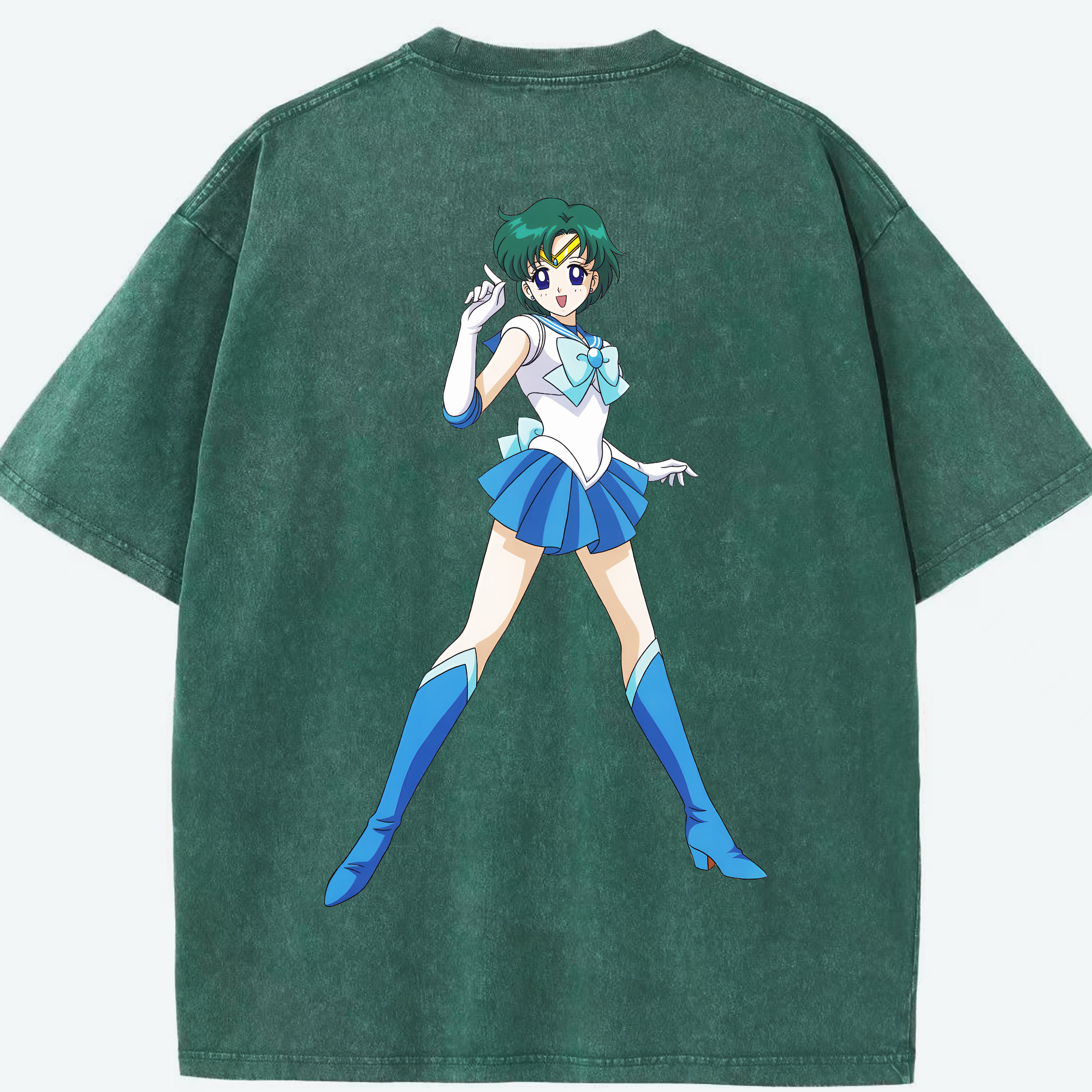 （画像用） 美少女戦士セーラームーン 海王 みちる（かいおう みちる） Sailor Moon Kaiou Michiru 綿100% ヴィンテージ風 半袖Tシャツ（背面プリント）